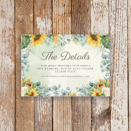 Gele zonnebloemen Groene Eucalyptus Weddenschap De Informatiekaartje
