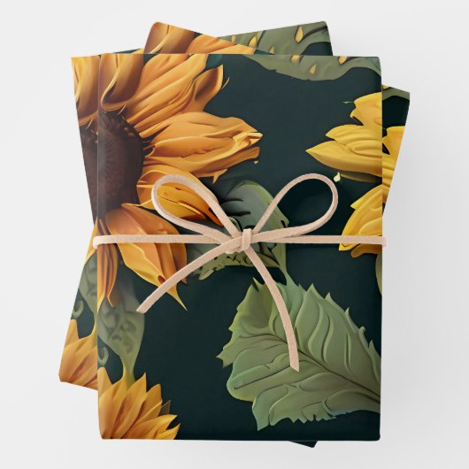 Gele Zonnebloemen grote print Inpakpapier Vel (In situ)