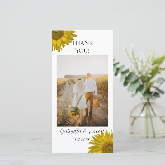 Gele zonnebloemen Hartelijk dank Bedankkaart (Staand voorkant)
