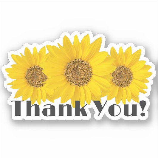 Gele zonnebloemen Hartelijk dank Sticker (Voorkant)