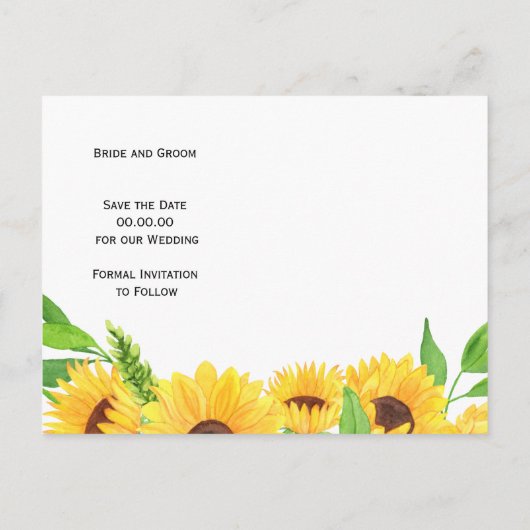 Gele zonnebloemen herfst bruiloft Save the Date Aankondigingskaart (Achterkant)