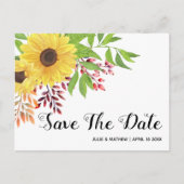 Gele zonnebloemen herfst bruiloft Save the Date Aankondigingskaart (Voorkant)