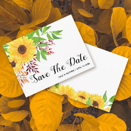 Gele zonnebloemen herfst bruiloft Save the Date Aankondigingskaart