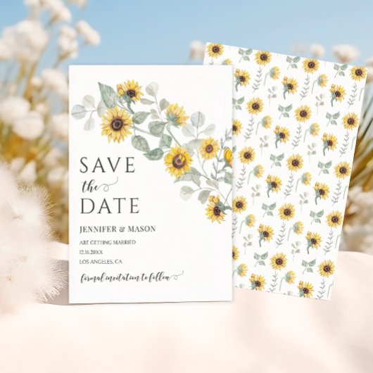 Gele Zonnebloemen in Bloom Herfst Save The Date Kaart