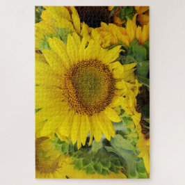 Gele zonnebloemen in de zomer legpuzzel