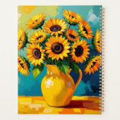 Gele zonnebloemen in een gele vaas gepersonaliseer planner (Achterkant)