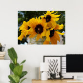 Gele zonnebloemen in een Jar Flower fotografie Poster (Thuiskantoor)