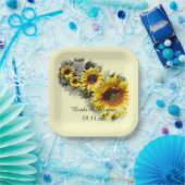 Gele zonnebloemen in een Roow Garden Weddenschap Papieren Bordje (Feest)