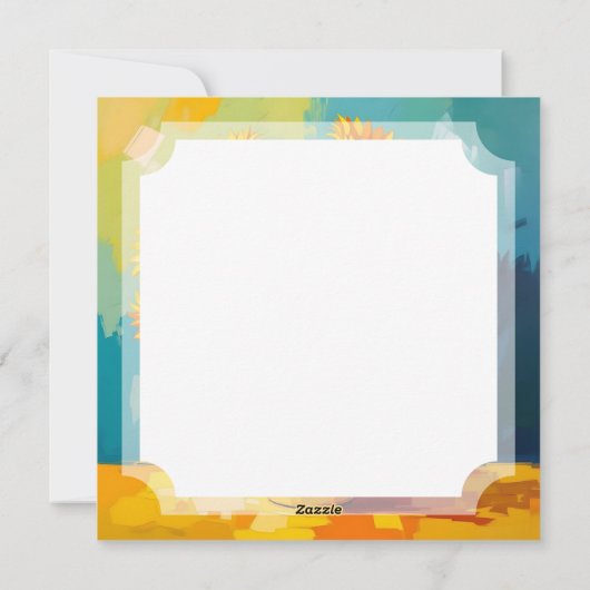 Gele Zonnebloemen in een Vaas in Impasto-stijl Feestdagenkaart (Achterkant)