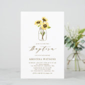 Gele zonnebloemen in Mason Jar Baptism Invitation (Staand voorkant)