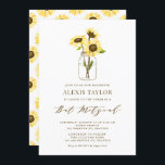 Gele zonnebloemen in Mason Jar Bat Mitzvah Kaart<br><div class="desc">Nodig familie en vrienden uit voor uw evenement met deze aanpasbare bat mitzvah uitnodiging. Het bevat gele zonnebloemen in een moeraspot. Personaliseer u door uw gegevens toe te voegen. Deze uitnodiging voor zonnebloemvleermuis is perfect voor elk thema of seizoen.</div>
