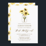 Gele zonnebloemen in Mason Jar Bat Mitzvah Kaart<br><div class="desc">Nodig familie en vrienden uit voor uw evenement met deze aanpasbare bat mitzvah uitnodiging. Het bevat gele zonnebloemen in een moeraspot. Personaliseer u door uw gegevens toe te voegen. Deze uitnodiging voor zonnebloemvleermuis is perfect voor elk thema of seizoen.</div>