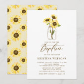 Gele zonnebloemen in Mason Jar Summer Baptisme Kaart (Voorkant / Achterkant)