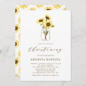 Gele zonnebloemen in Mason Jar Summer Christening Kaart (Voorkant / Achterkant)