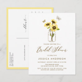 Gele Zonnebloemen in Mason Jar Vrijgezellenfeest Uitnodiging Briefkaart