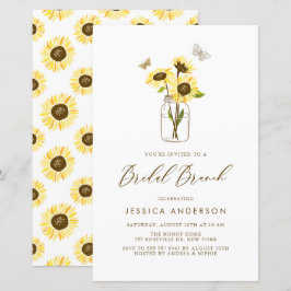 Gele zonnebloemen in pot bruids brunch uitnodiging