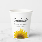 Gele Zonnebloemen Klasse van 2025 Afstuderen Papieren Bekers (Voorkant)