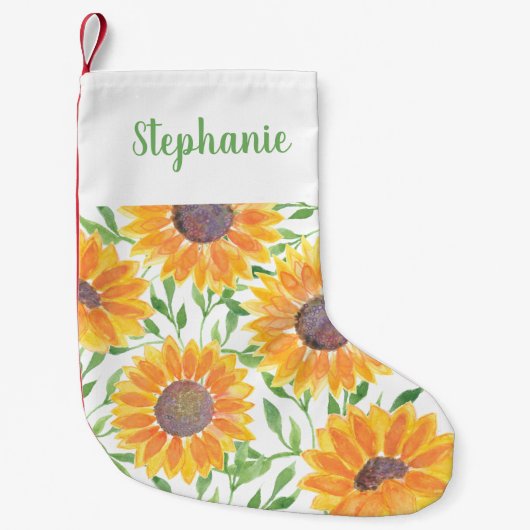 Gele zonnebloemen kleine kerstsok (Voorkant)