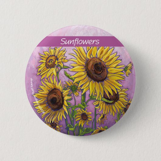 Gele zonnebloemen Kunst Ronde Button 5,7 Cm (Voorkant)