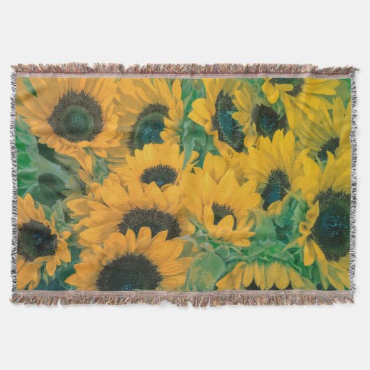  Gele Zonnebloemen Kunstwerk | Throw Blanket Deken (Voorkant)