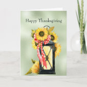  Gele Zonnebloemen Lantaarn Rood Bow Feestdagen Kaart (Voorkant)
