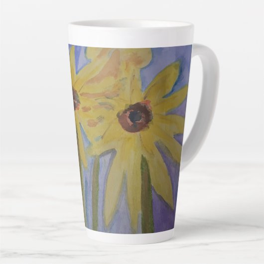 Gele zonnebloemen Latte Mok (Rechterhoek)