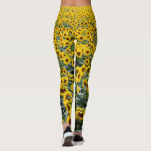 Gele zonnebloemen leggings (Achterkant)