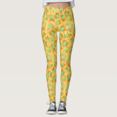 Gele zonnebloemen leggings (Voorkant)
