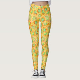 Gele zonnebloemen leggings