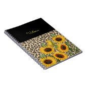 Gele zonnebloemen Leopard Animal Print Notitieboek (Rechterzijde)