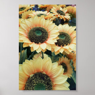 Gele zonnebloemen maken me blij poster