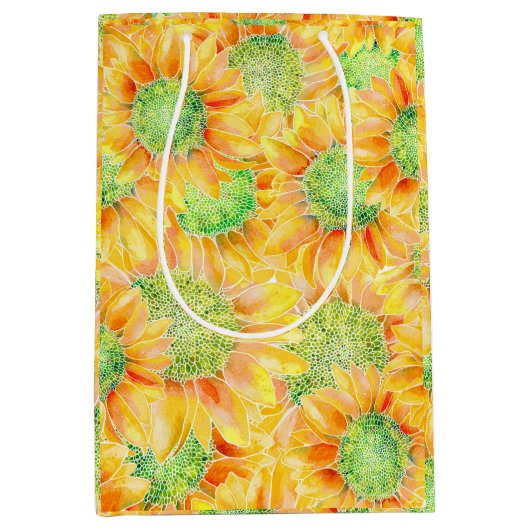 Gele zonnebloemen medium cadeauzakje (Voorkant)