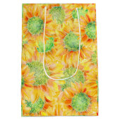 Gele zonnebloemen medium cadeauzakje (Achterkant)