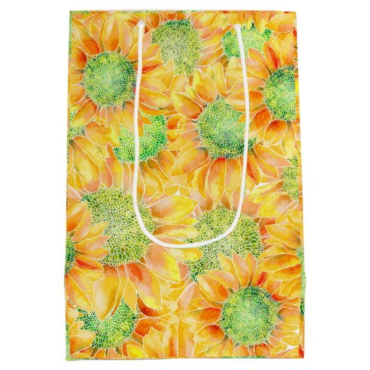 Gele zonnebloemen medium cadeauzakje (Achterkant)