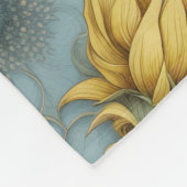 Gele zonnebloemen met bleke blauwe achtergrond fleece deken (Hoek)