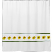 Gele zonnebloemen met groene grenzen op wit douchegordijn (Voorkant)