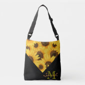 Gele zonnebloemen met monogram crossbody tas (Voorkant)