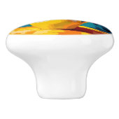 Gele zonnebloemen met turquoise achtergrond keramische knop (Zijkant)