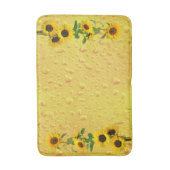 Gele zonnebloemen met waterregen op glas badmat (Voorkant Verticaal)