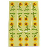 Gele zonnebloemen middelgrote cadezak medium cadeauzakje (Achterkant)