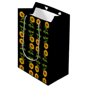 Gele zonnebloemen middelgrote cadezak medium cadeauzakje