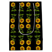 Gele zonnebloemen middelgrote cadezak medium cadeauzakje (Achterkant)