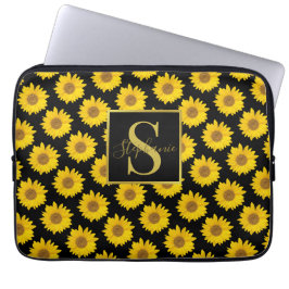 Gele zonnebloemen Monogrammed Electronics Bag Laptop Sleeve
