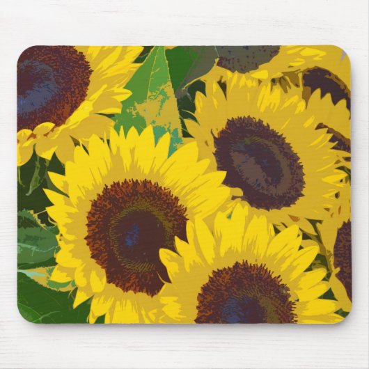 Gele zonnebloemen muismat (Voorkant)