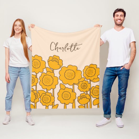 Gele Zonnebloemen naam Fleece Deken (In situ)