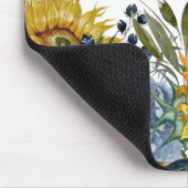 Gele zonnebloemen Navy Blue Floral Name Muismat (Hoek)