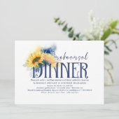 Gele Zonnebloemen Navy Blue Herfst Repetitie Diner Kaart (Staand voorkant)