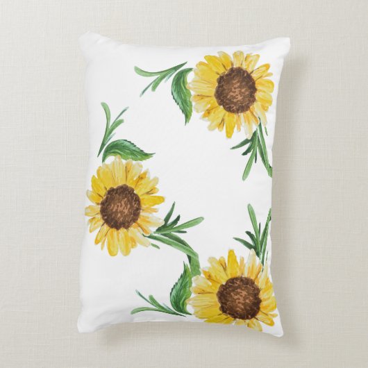 Gele zonnebloemen olifant meisje aangepaste naam k accent kussen (Achterkant (Verticaal))