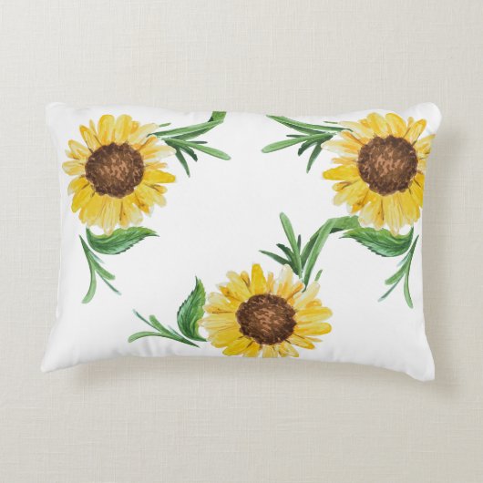 Gele zonnebloemen olifant meisje aangepaste naam k accent kussen (Achterkant)