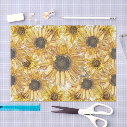 Gele Zonnebloemen Ontschrooiing Tissuepapier (Craft)